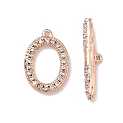Розовое Золото Овальные застежки-тоглы из латуни с микропаве из прозрачных кубических цирконий, без кадмия и без свинца, долговечный, розовое золото , 4.5~16.5x11~20.5x2.5~3 мм, отверстие : 0.8 мм