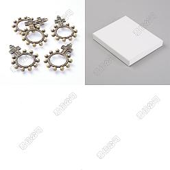 Antique Bronze 26Pcs Tibetan Style Alloy Pendants, Crucifix Cross with Ring Charms, Cadmium Free & Lead Free, For Easter, Antique Bronze, 46x32x4mm, Hole: 2mm, 26pcs