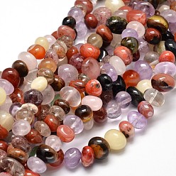 Mixed Stone Mixed Natural Gemstone Nuggets Bead Strands, Tumbled Stone, Dyed, 6~10x9~12x8~10mm, Hole: 1mm, about 15.3 inch~15.7 inch
