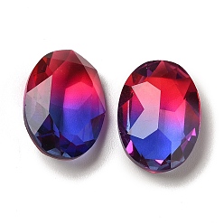 Light Siam Faceted K9 Glass Rhinestone Cabochons, Pointed Back, Oval, Light Siam, 18x13x6mm