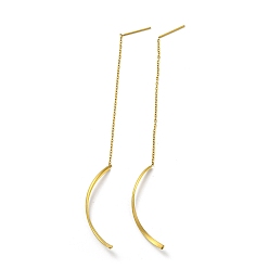 Golden Ion Plating(IP) 304 Stainless Steel Curved Bar Dangle Stud Earring Findings, Earring Thread, Golden, 115x2mm