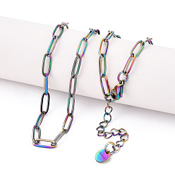 Rainbow Color Ионное покрытие (IP) 304 ожерелье-цепочка из нержавеющей стали со скрепками, Радуга цветов, 23.23 дюйм (59 см)