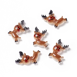 Brown Christmas Themed Opaque Resin Decoden Cabochons, Christmas Elk, Brown, 22x15x6mm