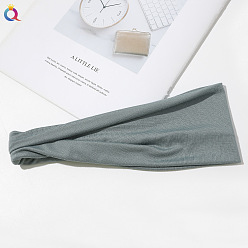 C253-A Solid Color Headband - Light Blue Gray Printed Knit Headband for Women - Sweat Absorbent Yoga Sports Hair Band