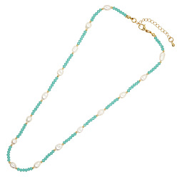 ZZ-N23032403E Bohemian Beach Style Green Crystal Pearl Necklace for Women