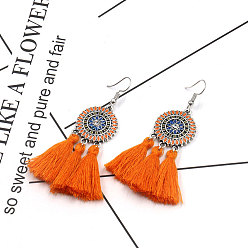 Orange HE-8360 Earrings fashion sun flower long tassel pendant accessories set of 12
