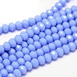 Light Steel Blue Faceted Rondelle Glass Beads Strands, Light Steel Blue, 6x4mm, Hole: 1mm, about 94pcs/strand, 17 inch