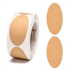 Tan Self-Adhesive Kraft Paper Gift Tag Stickers, Adhesive Labels, Blank Tag, Oval, Tan, Oval: 50x25mm, 250pcs/roll