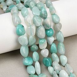 Амазонит Природные амазонит бисер пряди самородки, 8~12x7~9x3~6 мм, отверстие : 1 мм, около 38 шт / нитка, 14.96'' (38 см)