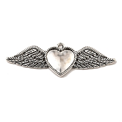 Antique Silver Tibetan Style Alloy Pendants, Cadmium Free & Lead Free, Heart with Wings, Antique Silver, 18x53.5x2.5mm, Hole: 1.8mm, about 234pcs/1000g