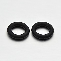 Black Rubber O Rings, Donut Spacer Beads, Fit European Clip Stopper Beads, Black, 10x2mm