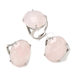 Розовый Кварц Натуральный розовый кварц кольца палец, медные кольца, гранёное яйцо, стойки покрытие, 19 мм