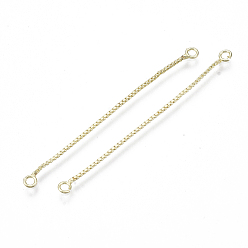 Golden Brass Box Chain Tassel Links, Golden, 50x3x1mm, Hole: 1.4mm