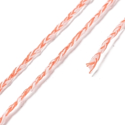 Light Salmon 20M Polycotton Braided Cord, Flat, for DIY Jewelry Making, Light Salmon, 2x0.7mm, about 21.87 Yards(20m)/Roll