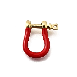 Темно-Красный Латунные эмалированные d-образные кольца анкерные застежки-дужки, реальный 18 k позолоченный, для изготовления браслетов, темно-красный, 18x15~17x4.5~5 мм, отверстие : 8 мм