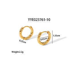 Золотой 304 кованые серьги-кольца из нержавеющей стали, золотые, 13.5x14x2.5 мм