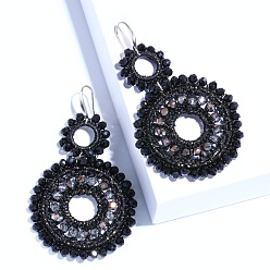black European and American Fashion Geometric Beaded Earrings - Exaggerated Personality, Double Circle Beads.