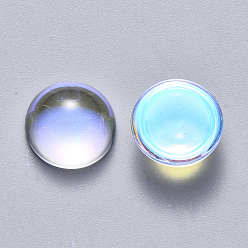 Clear AB Transparent Glass Cabochons, AB Color Plated, Half Round/Dome, Clear AB, 12x6mm
