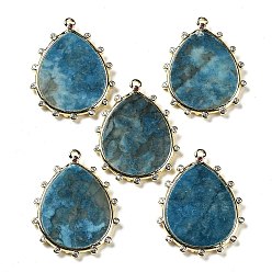 Говлит Природные подвески Говлит, покрытие стойки золотистого цвета, латунное паве, прозрачные подвески-капли из кубического циркония, окрашенная и подогревом, 30.5x23.5x2 мм, отверстие : 1.4 мм