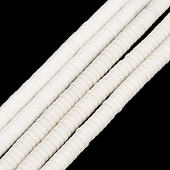 White Natural Agate Beads Strands, Dyed, Heishi Beads, Flat Round/Disc, White, 4.5x1.5mm, Hole: 0.7mm, about 270pcs/strand, 15.75''(40cm)