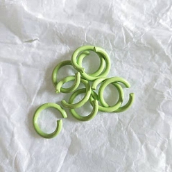 Light Green Baking Painted Iron Open Jump Rings, Round Ring, Light Green, 10x1.4mm