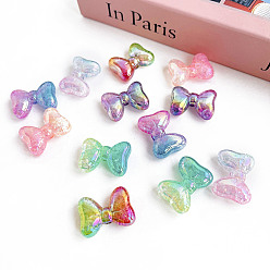 Mixed Color Transparent Crackle Acrylic Beads, Gradient Color, Bowknot, Mixed Color, 20.8x28.5x11.2mm, Hole: 3mm
