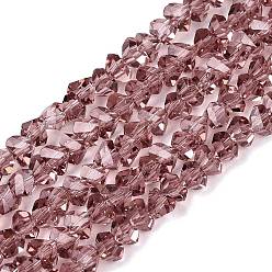 Розово-Коричневый Прозрачные стеклянные бусины, треугольные, граненые, розово-коричневый, 2~2.5x3.5~4x3.5~4 мм, отверстие : 0.8 мм, около 126~132 шт / нитка, 13.78~14.96'' (35~38 см)