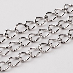 Stainless Steel Color Tarnish Resistant 304 Stainless Steel Twisted Chains, Soldered, Stainless Steel Color, 5x3.5x0.6mm, about 120cm/strand