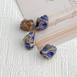 Blue Opaque Czech Glass Beads, Conch Shape, Blue, 15x12mm