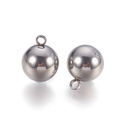 Stainless Steel Color 201 Stainless Steel Charms,  Round, Stainless Steel Color, 15x12mm, Hole: 2mm