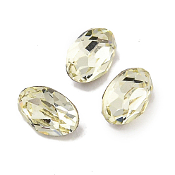 Нарцисс Стеклянные стразы кабошоны, задние и задние, граненые, овальные, бледно-желтый цвет, 4x2.5x2 мм