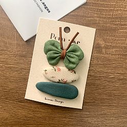 Зеленый Заколки-бабочки из ткани, аксессуары для волос для женщин и девочек, зелёные, 60x20 мм, 3 шт / комплект