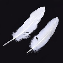 White Goose Feather Costume Accessories, Dyed, White, 130~220x31~45mm, about 500pcs/bag