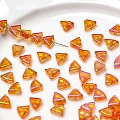 Dark Orange Lampwork Beads, Triangle, Dark Orange, 8x10mm, Hole: 0.8mm, 10pcs/bag