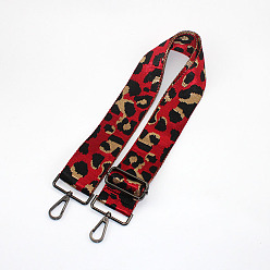 Crimson Leopard Print Pattern Polyester Adjustable Wide Shoulder Strap, with Swivel Clasps, for Bag Replacement Accessories, Gunmetal, Crimson, 80~130x5cm