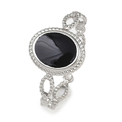 Черный Овальные 304 эмалированные манжеты из нержавеющей стали для женщин, цвет нержавеющей стали, чёрные, 11.5 мм, внутренний диаметр: регулируемый