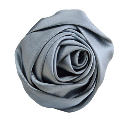Светлый Стально-синий Атласная ткань ручной работы 3d цветок розы, аксессуары для украшения обуви, шапки, одежды своими руками, светло-стальной синий, 5.5 см