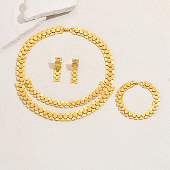 Золотой Наборы из двухслойных браслетов, серег и ожерелий из железа с геометрическим узором для женского вечернего приема, золотые