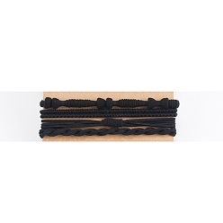 Black Bohemian Style Cloth Elastic Hair Ties, for Girls or Women, Black, 180mm, 4pcs/set