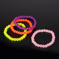 Mixed Color Stretchy Frosted Glass Beads Kids Bracelets for Children's Day, Mixed Color, 42mm