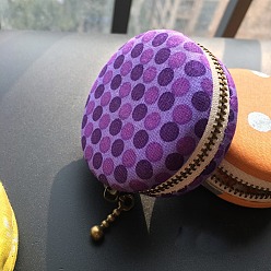 Purple DIY Macaron Coin Purse Kits, Including Aluminium Macaron Bag Button, Zipper, Cloth, Needle & Thread, Purple, Finish Product: 6.2cm