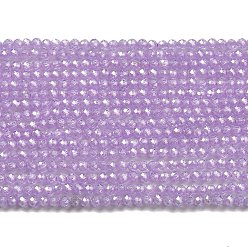 Plum Cubic Zirconia Bead Strands, Faceted Rondelle, Plum, 2mm, Hole: 0.6mm, about 187pcs/strand, 14.76 inch(37.5cm)