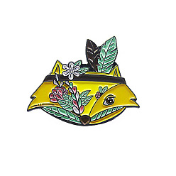 CC590 Whimsical Flower Fox Eye Patch Enamel Pin - Fashionable Animal Badge