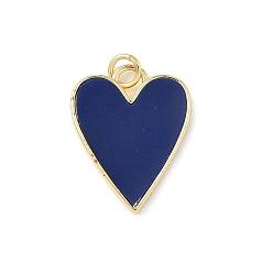 Прусский Синий Подвески латуни cmолы, сердце, с целью перехода в кольце, без свинца и без кадмия, долговечный, настоящий, стойки покрытие, реальный 18 k позолоченный, берлинская лазурь, 21.5x17x2.5 мм