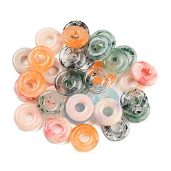 Mixed Color Opaque & Transparent Resin Two Tone Pendants, Donut/Pi Disc Charms, Mixed Color, 20x5mm, Hole: 7mm