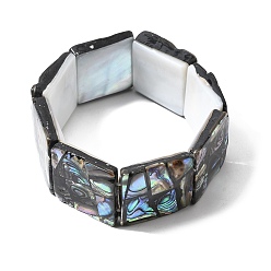 Квадрат Браслеты из натуральных бусин пауа из натурального морского ушка для женщин, квадратный, внутренний диаметр: 2-3/8 дюйм (6.1 см), шириной 25.5 мм 