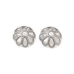 Stainless Steel Color 316 Stainless Steel Bead Caps, Multi-Petal, Flower, Stainless Steel Color, 8x3mm, Hole: 1.5mm