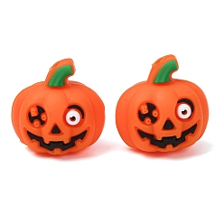 Kürbis Halloween-Silikon-Fokalperlen, Jack-o'-laterne, 21x21x17 mm, Bohrung: 3 mm
