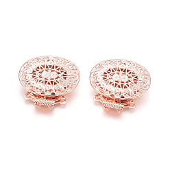 Розовое Золото Застежки латунные коробки, многожильные застежки, 4-нити, 8 отверстия, долговечный, овальные, розовое золото , 26x26.5x5 мм, отверстие : 1.2 мм