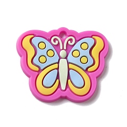 Camellia PVC Pendants, DIY Hairpin Accessories for Children, Butterfly, Camellia, 26x31.5x2.5mm, Hole: 2mm
